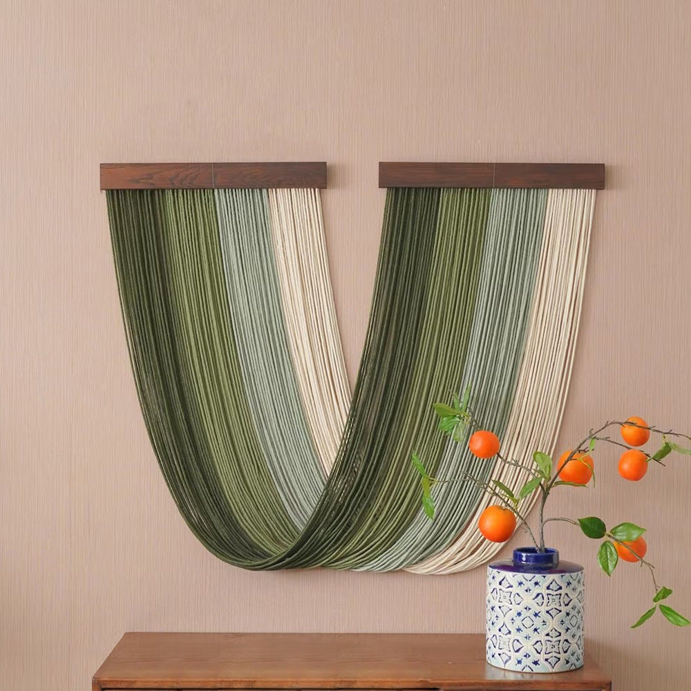 Macrame Wall Decor with Solid Wood Frame | Handwoven Cotton Panel in a Deep Curve, 20 x 39 in | 3 Colors