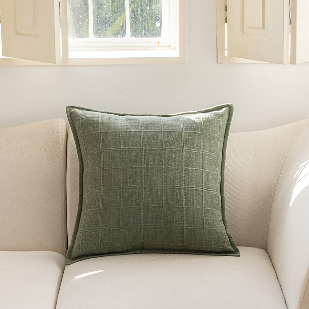 Textured Grid Throw Pillow with Removable Cover | Accent Cushion for Sofa, Armchair and Bed | 4 Colors