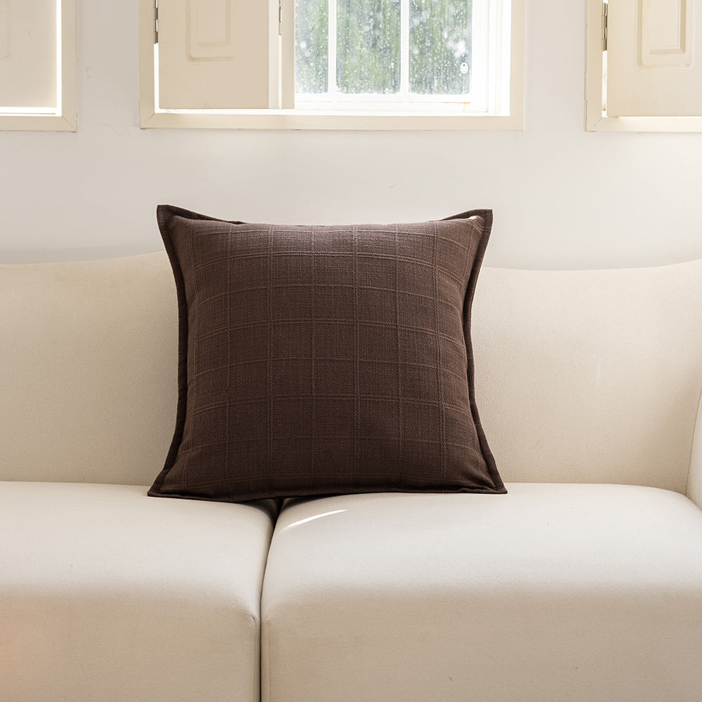 Textured Grid Throw Pillow with Removable Cover | Accent Cushion for Sofa, Armchair and Bed | 4 Colors