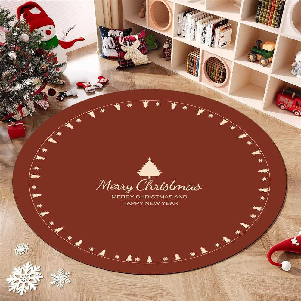 Round Christmas Area Rug with Gingerbread Holiday Designs