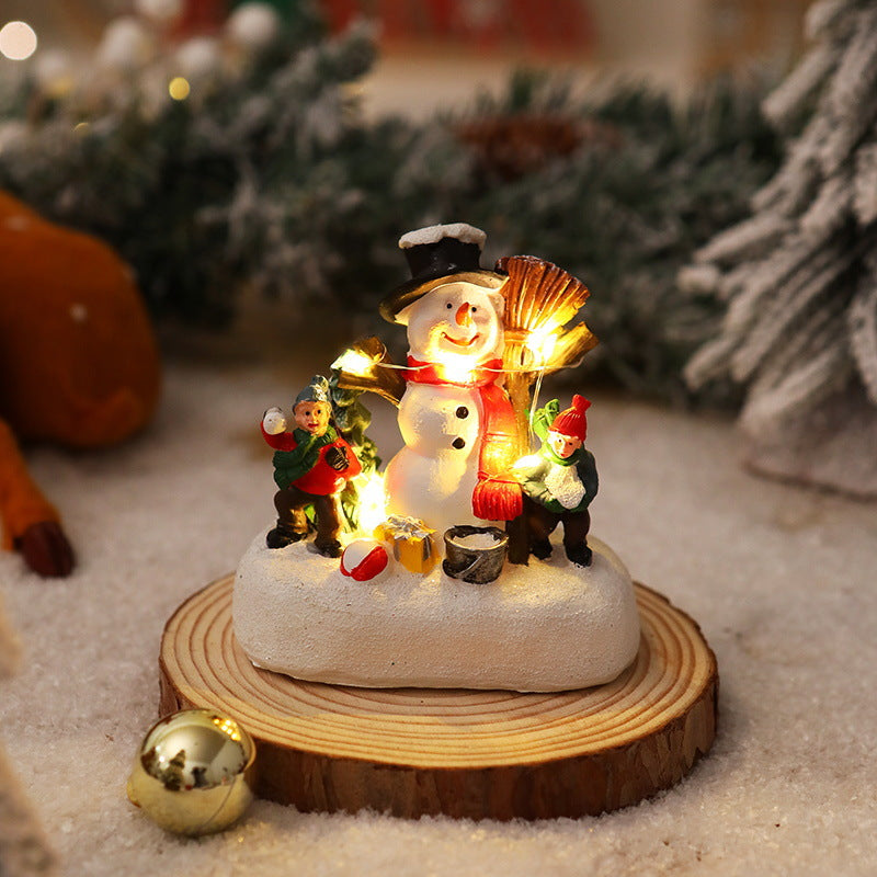 Light Up Santa Claus Figurine Set with Christmas Tree