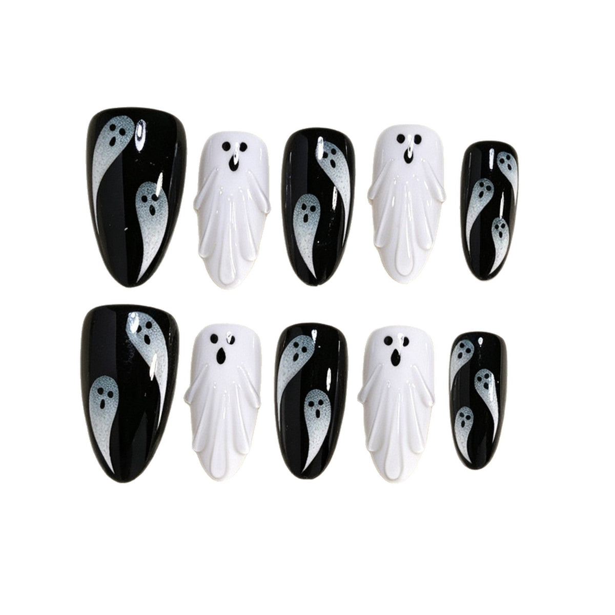 Halloween Ghost Press-On Nails | Available in Nackt, Boxed | Glue-Free Application in Minutes for Parties and Nights Out