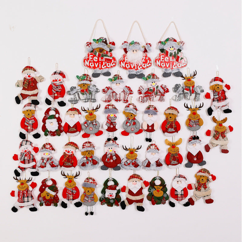 Plush Fabric Christmas Tree Decorations Ornaments Hanging Set