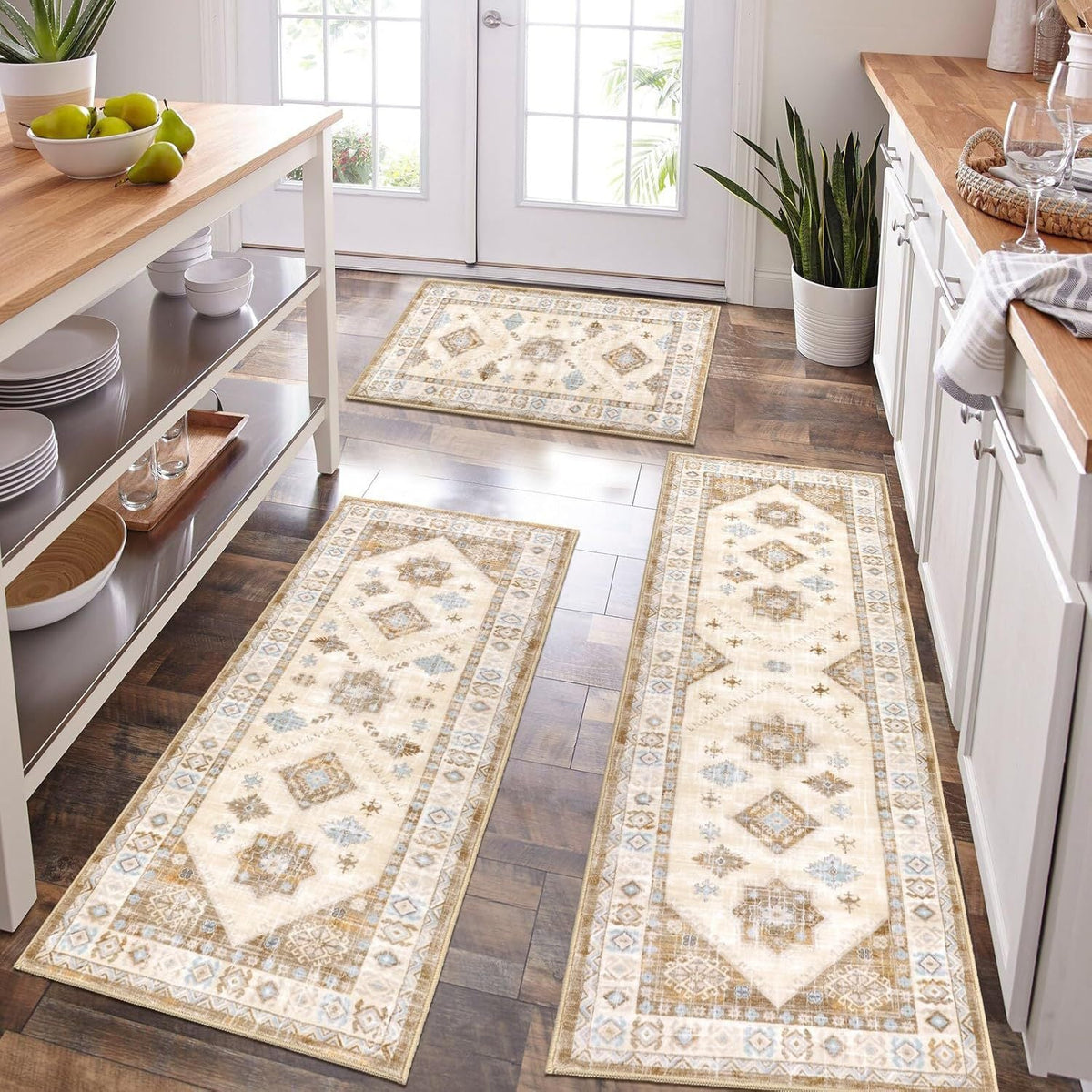 Persian Pattern Kitchen Runner Rugs with Non-Slip Backing | Cushioned Pile for Long Cooking Sessions | 8 Designs