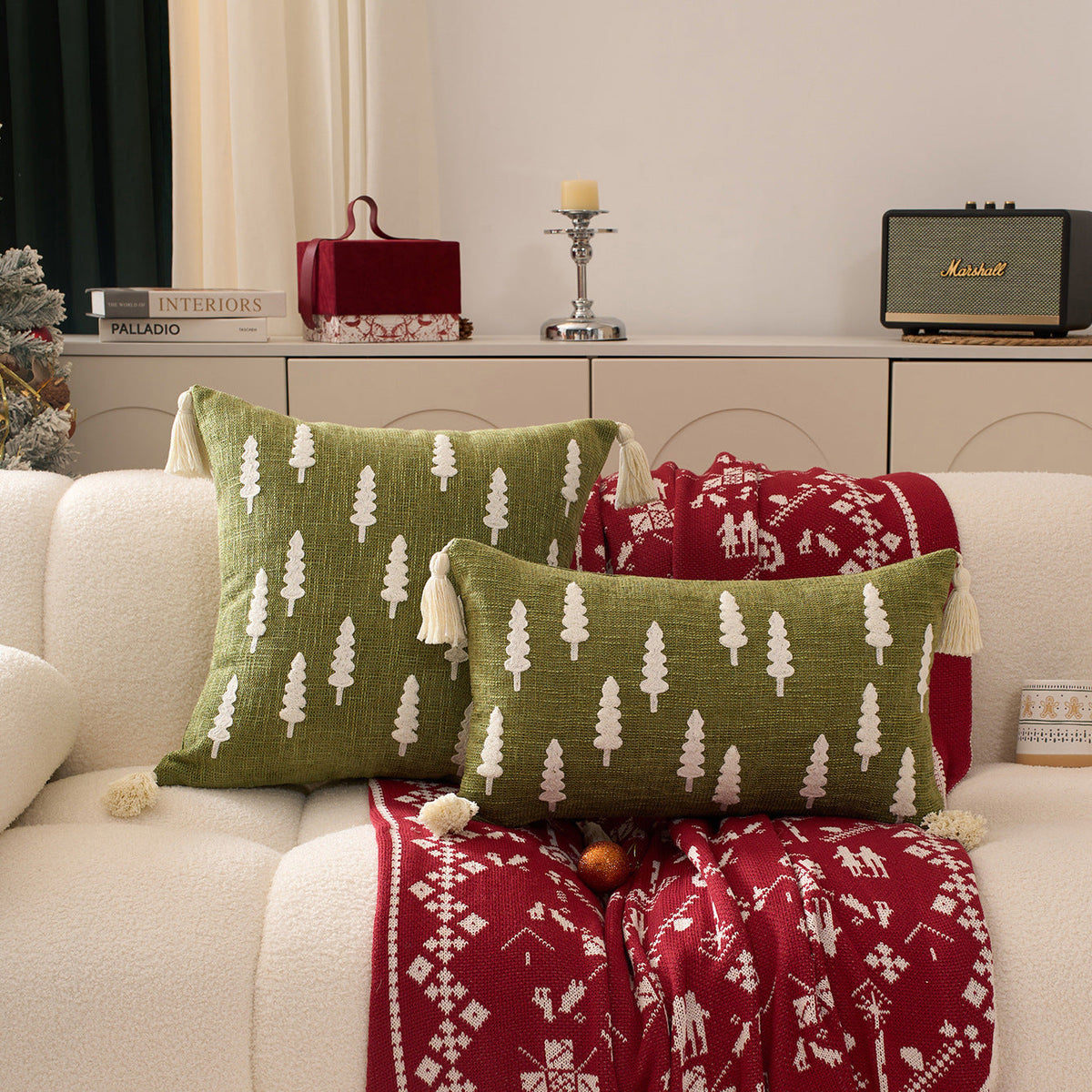Decorative Christmas Throw Pillow Covers with Tassels