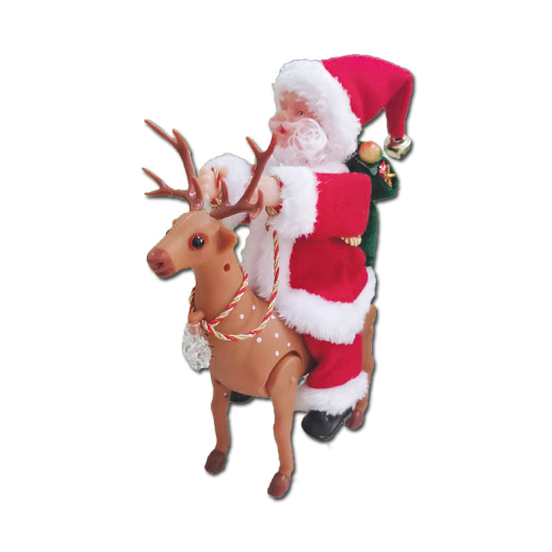 Santa Claus Riding Reindeer Christmas Decoration Figurine