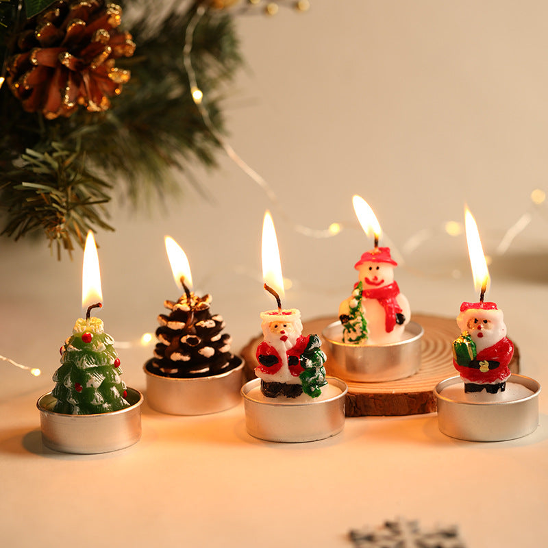 Christmas Tree Candles Set of Mini Santa and Snowman Tealights