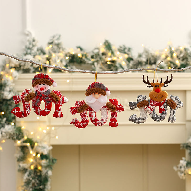 Christmas Tree Decorations Plush JOY Hanging Ornament Figurines