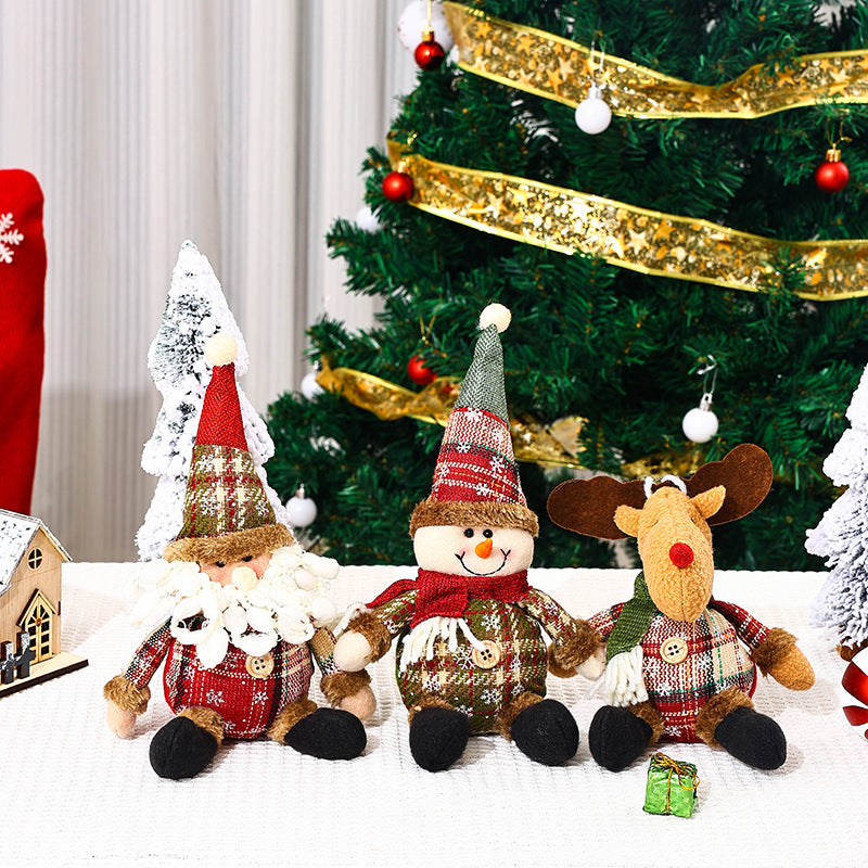 Plush Reindeer Christmas Tree Ornaments with Scarf and Antlers