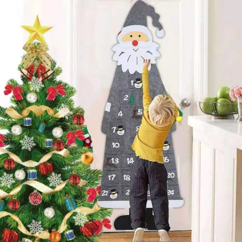 Felt Santa Advent Calendar Wall Hanging with 24 Pockets