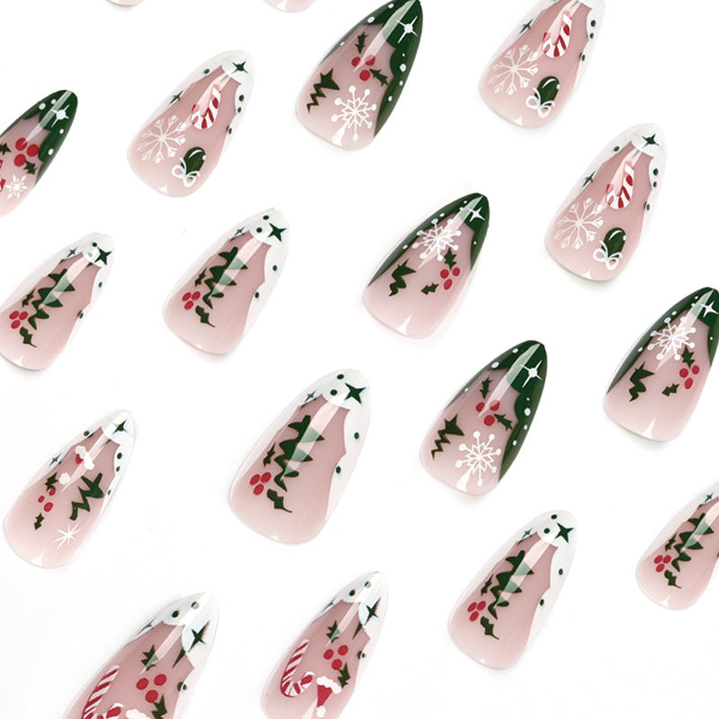 Christmas Press On Nails with Candy Canes and Snowflakes