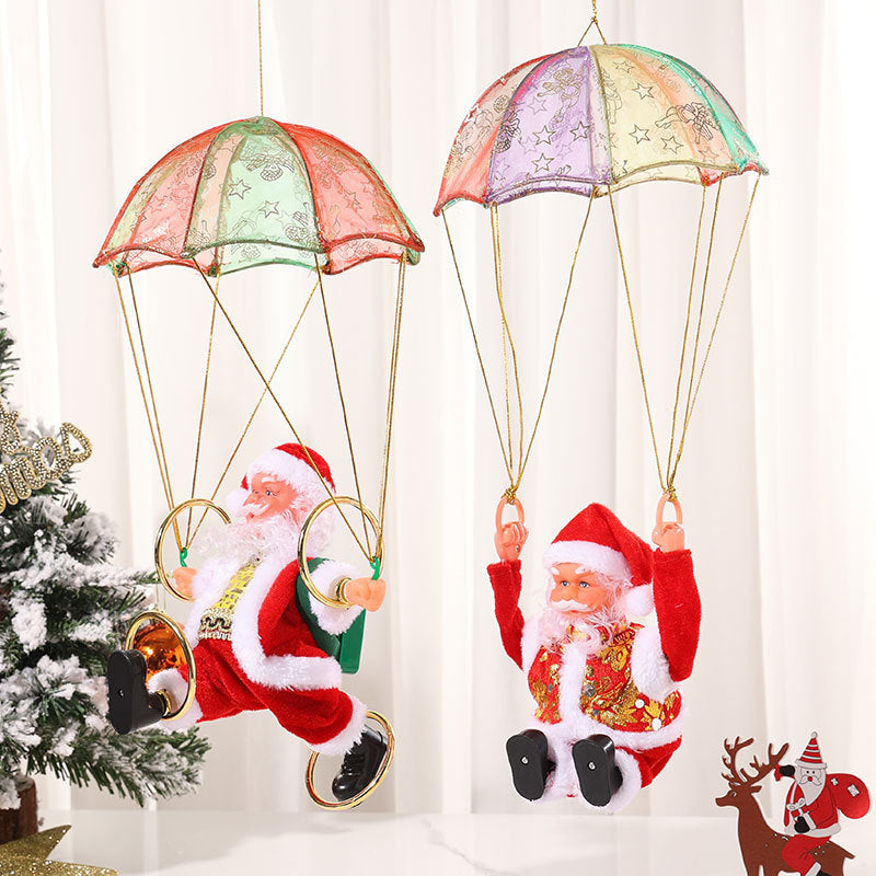 Parachuting Santa Claus Figurine Christmas Hanging Decoration