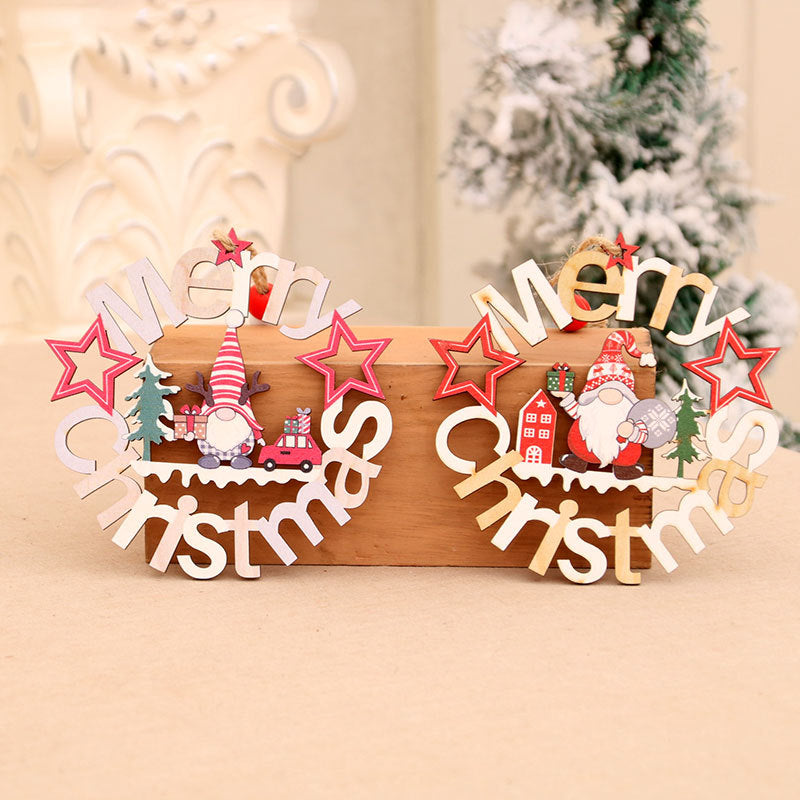 Merry Wreath Christmas Tree Ornaments with Gnome and Stars