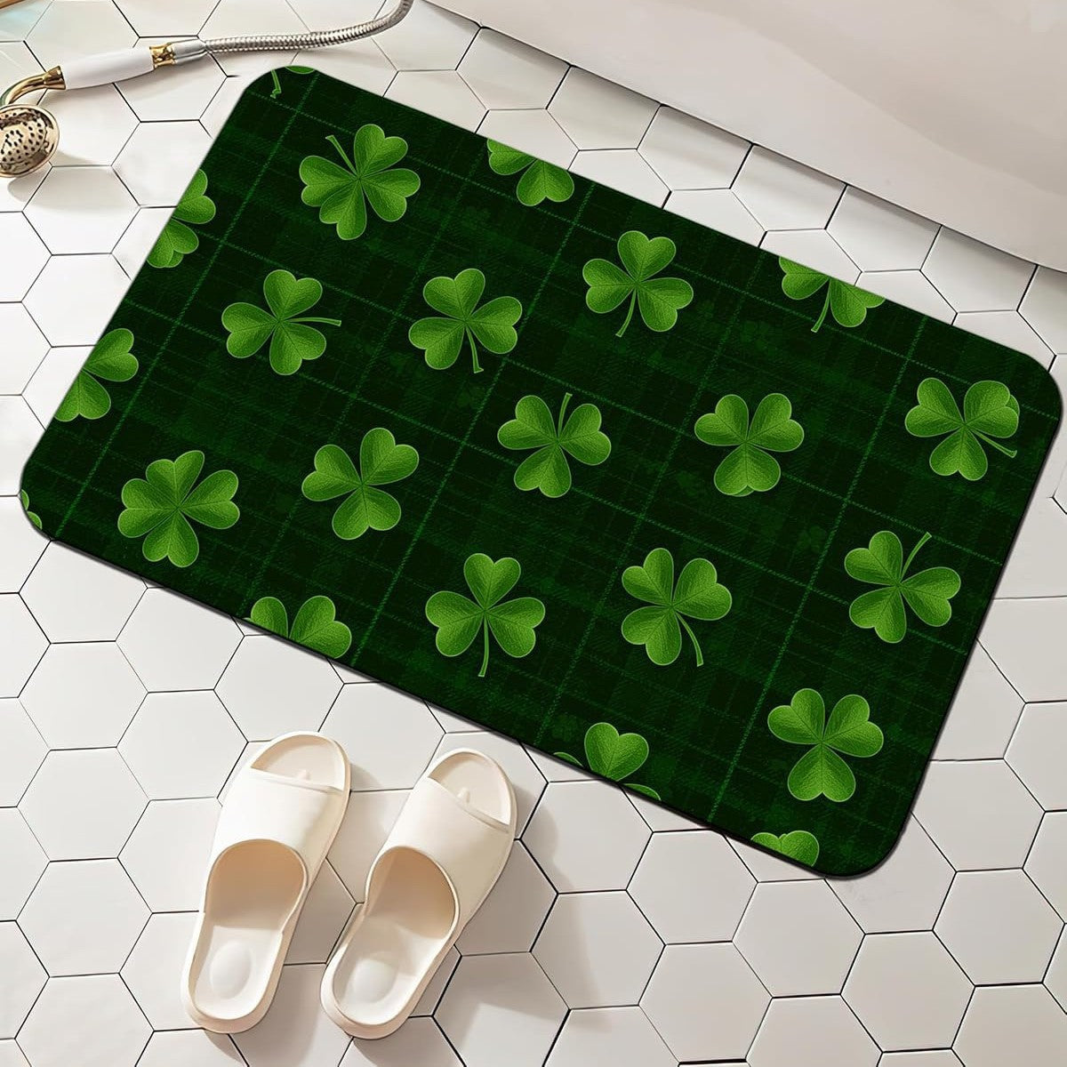 Checkerboard Bath Mat with Daisy Print and Non-Slip Backing | Hard-Wearing Surface, Easy to Wipe Clean | 11 Designs
