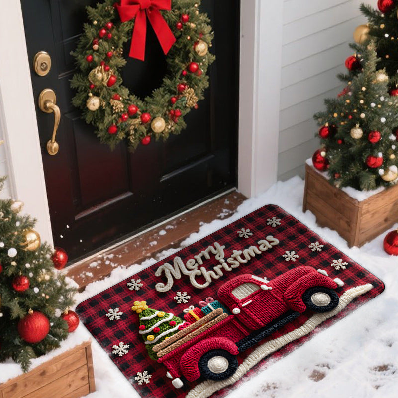 Christmas Door Mat for Outside with Festive Holiday Designs