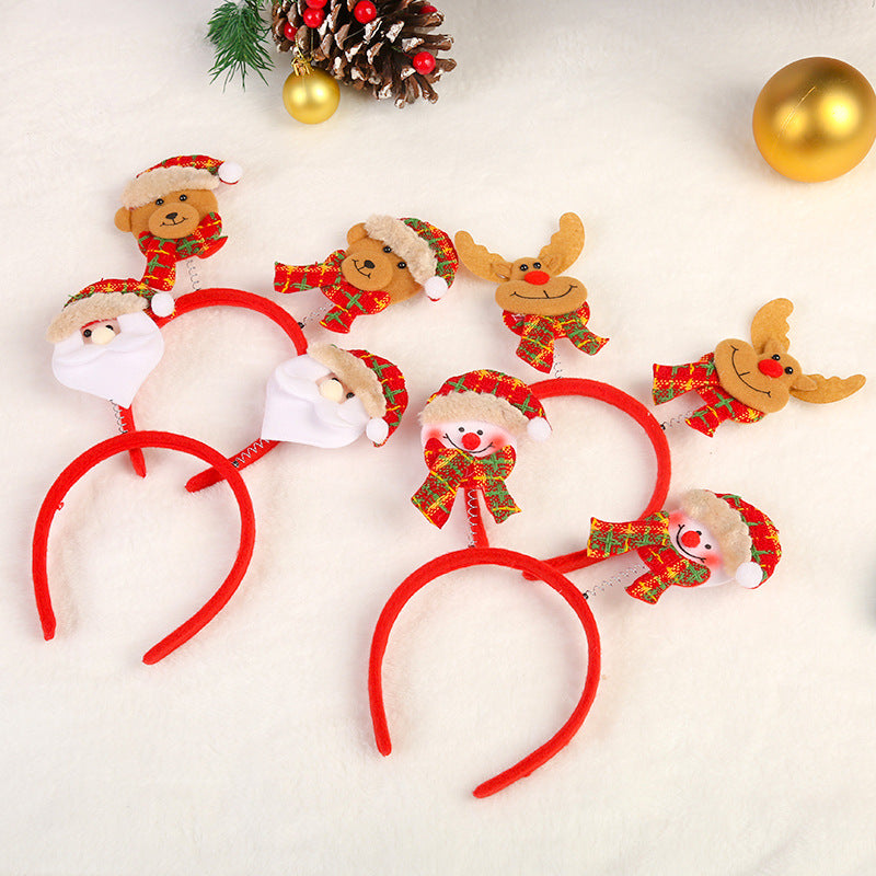 Christmas Headband with Reindeer, Santa, Snowman and Bear Toppers