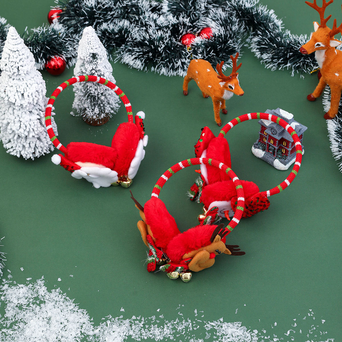 Plush Christmas Earmuffs with Santa, Reindeer or Snowman Design