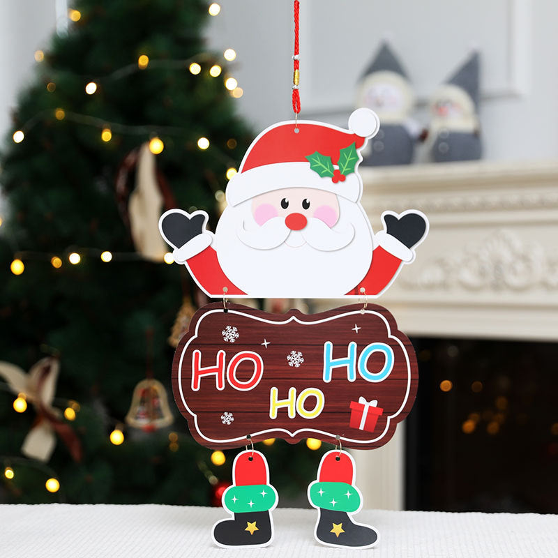 Hanging Christmas Door Decorations with Santa and Reindeer Signs