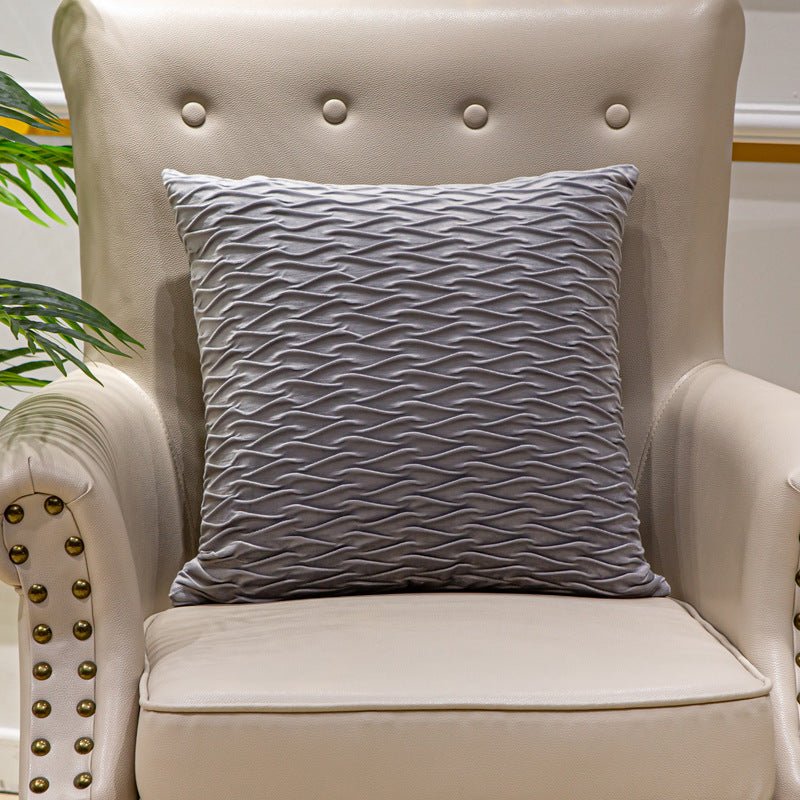 Textured Wave Decorative Pillow Covers with Machine-Washable Fabric | Square Accent for Sofa or Bed | 9 Colors