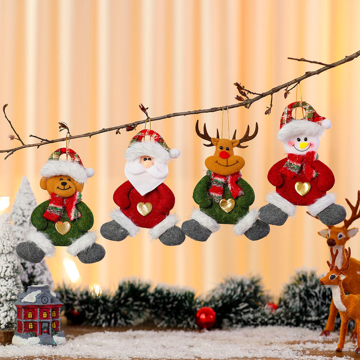 Felt Christmas Angel Ornaments with Red Hat, Wings and Star Details | Hanging String Included | Twenty Designs for Tree or Gift Wrap