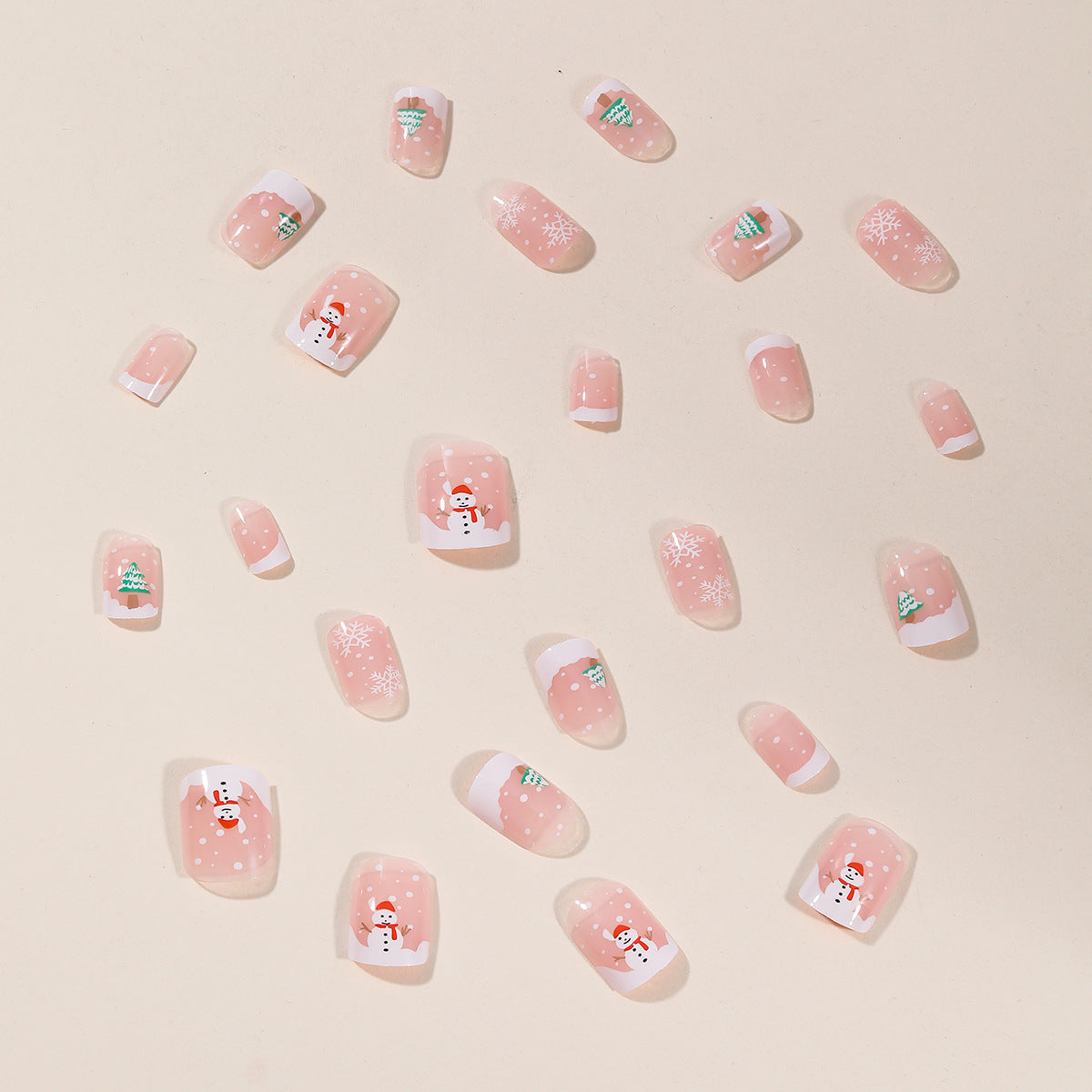 Christmas Holiday Nail Designs with Snowflakes and Trees