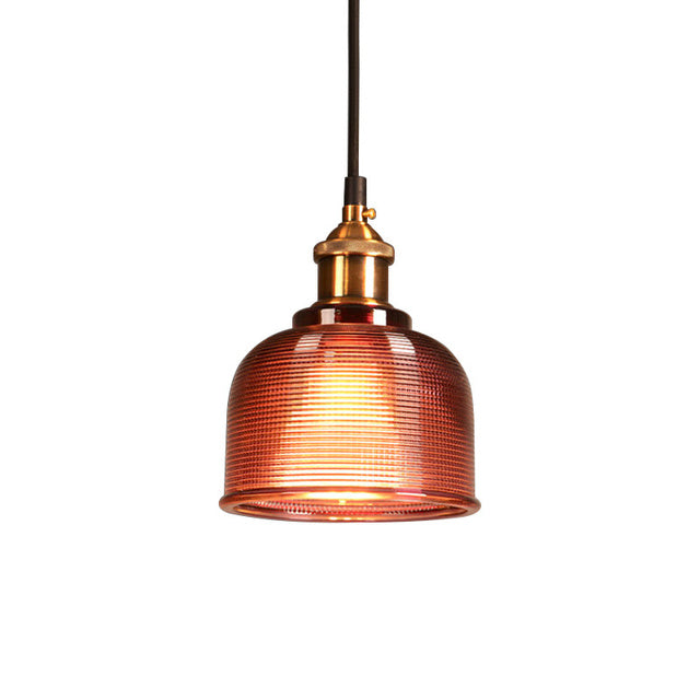 Colored Glass Pendant Light with Metal Details | Adjustable Cable Up to 47 Inches | Retro Style in 4 Colors