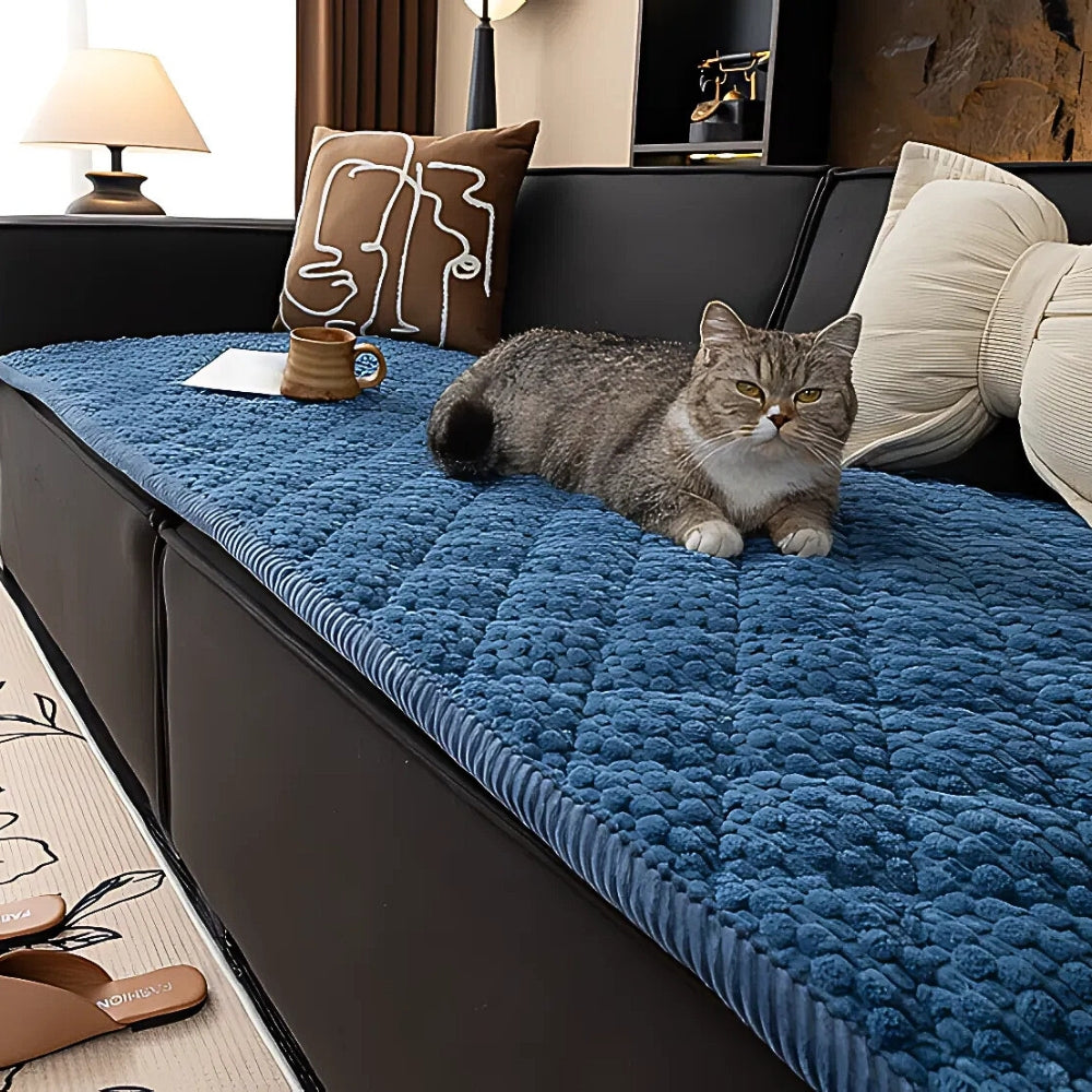 Quilted Sofa Protector Slipcover | Removable Textured Design | Guards Your Sofa Fabric Every Day