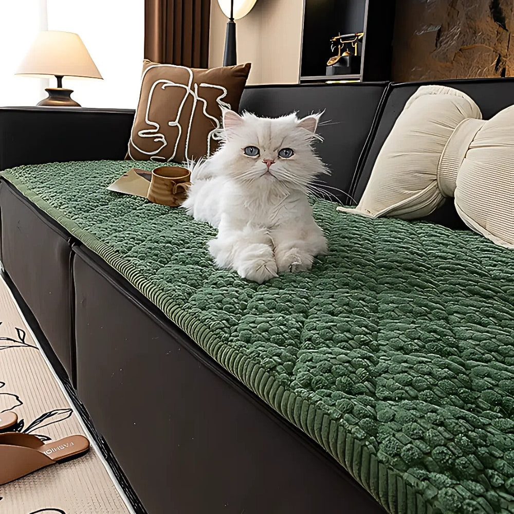 Quilted Sofa Protector Slipcover | Removable Textured Design | Guards Your Sofa Fabric Every Day