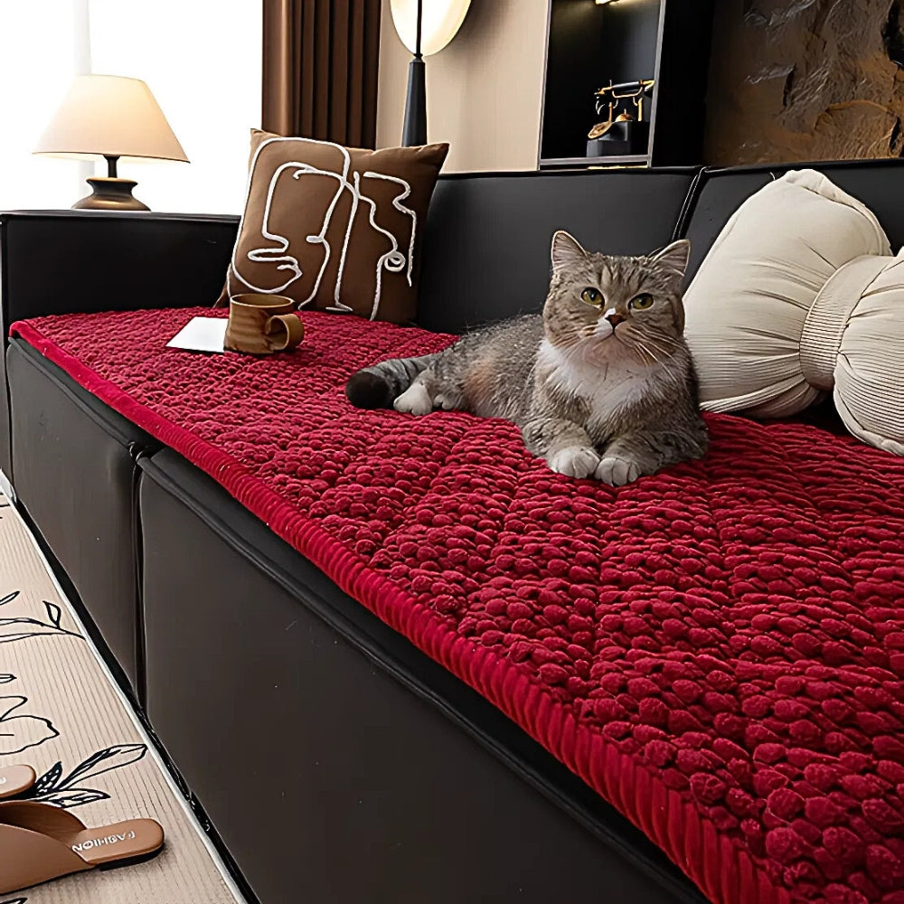Quilted Sofa Protector Slipcover | Removable Textured Design | Guards Your Sofa Fabric Every Day