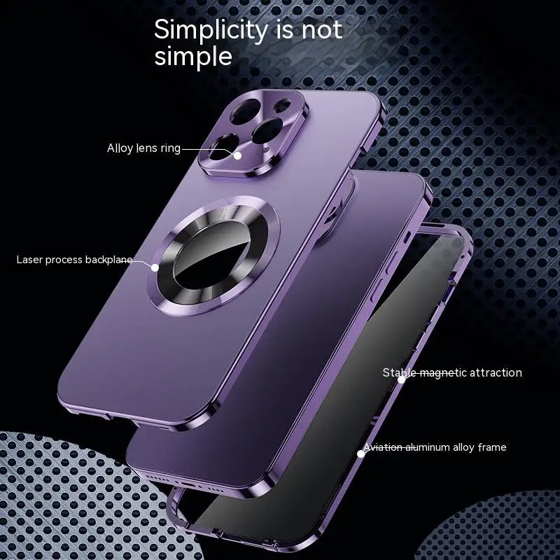 Magnetic Metal Phone Case for iPhone 12 to 15 Pro Max | Aluminium Frame with Raised Lens Ring | 360 Full Body Cover