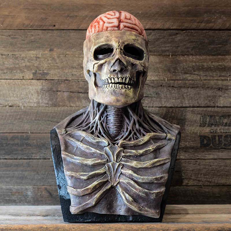 Halloween Skeleton Horror Mask in Soft Latex | Realistic Full Head Skull Costume Face Cover with Hat Option