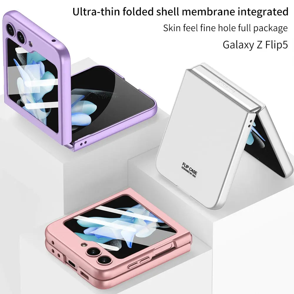 Ultra Thin Matte Phone Case for Galaxy Z Flip 5 | Fingerprint Resistant Shell with Built In Cover Screen Film