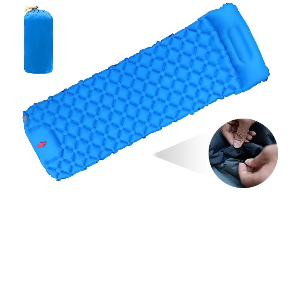 Inflatable Camping Sleeping Pad with Built-In Pillow | Packs Down Small | Comfortable Rest for Camping and Travel