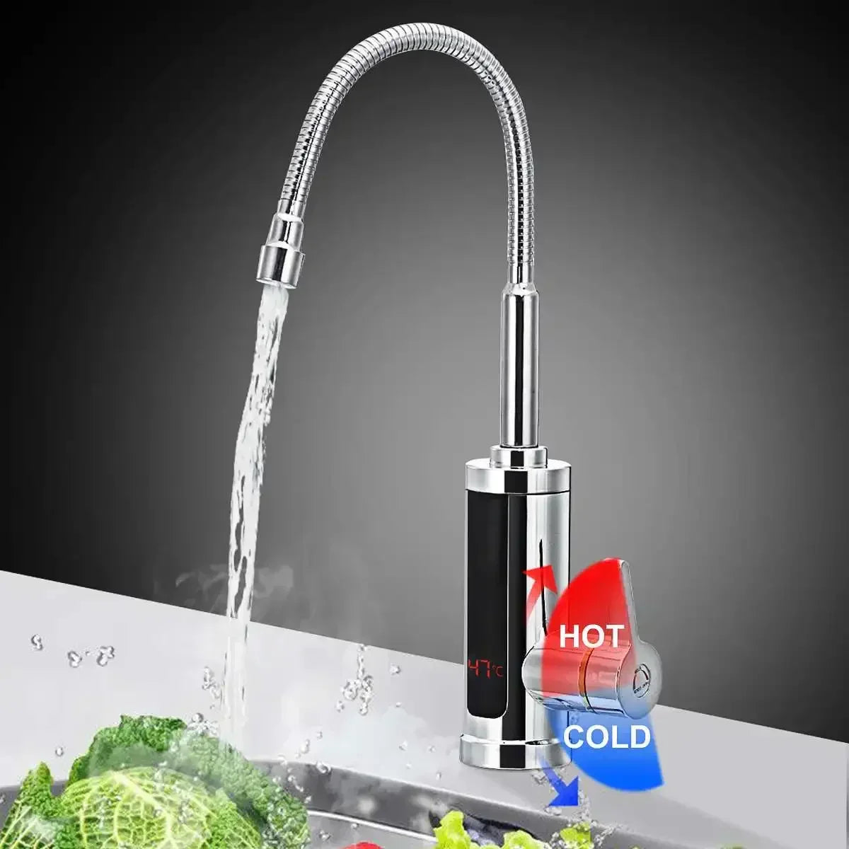 Electric Kitchen Faucet with Instant Hot Water in 3 to 5 Seconds | Heats 86 to 140 F on Demand | Stainless Heating Element