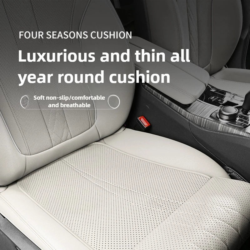 Car Seat Cushion with Extended Thigh Support | Embossed PU Leather Pad That Fits Most Vehicles, for Long Drives