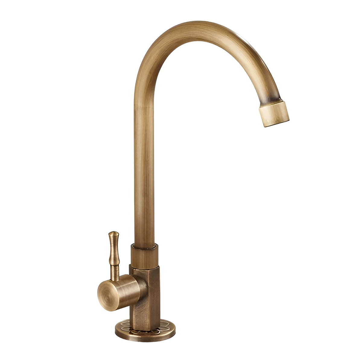Solid Brass Faucet with a Swivel Spout and Single Lever | Kitchen Sink Accessories in an Antique Finish