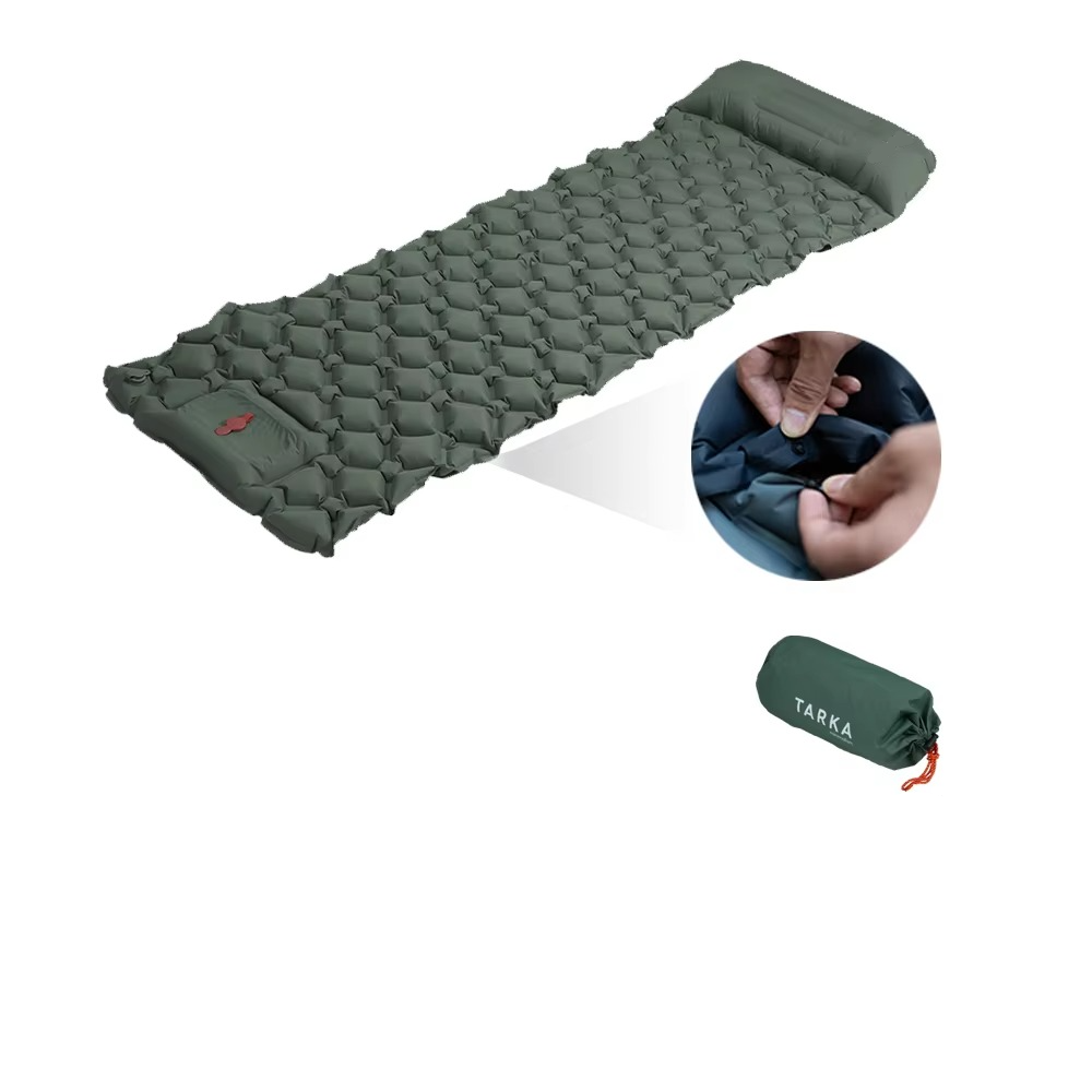 Inflatable Camping Sleeping Pad with Built-In Pillow | Packs Down Small | Comfortable Rest for Camping and Travel