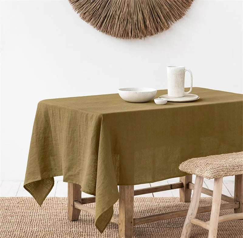 Linen Tablecloth in Six Colors | Four Rectangular Sizes from 39 to 118 Inches | Keeps a Dining Table Covered and Clean