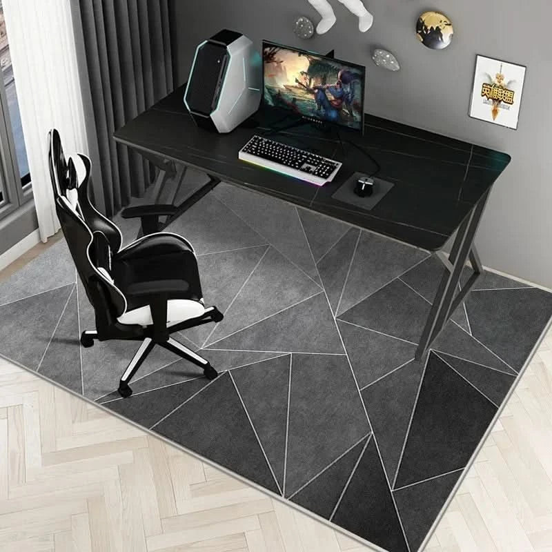 Washable Rug for Under the Desk, Also an Office Chair Mat | Non Slip on Hard Floors, Geometric Print | Nine Sizes