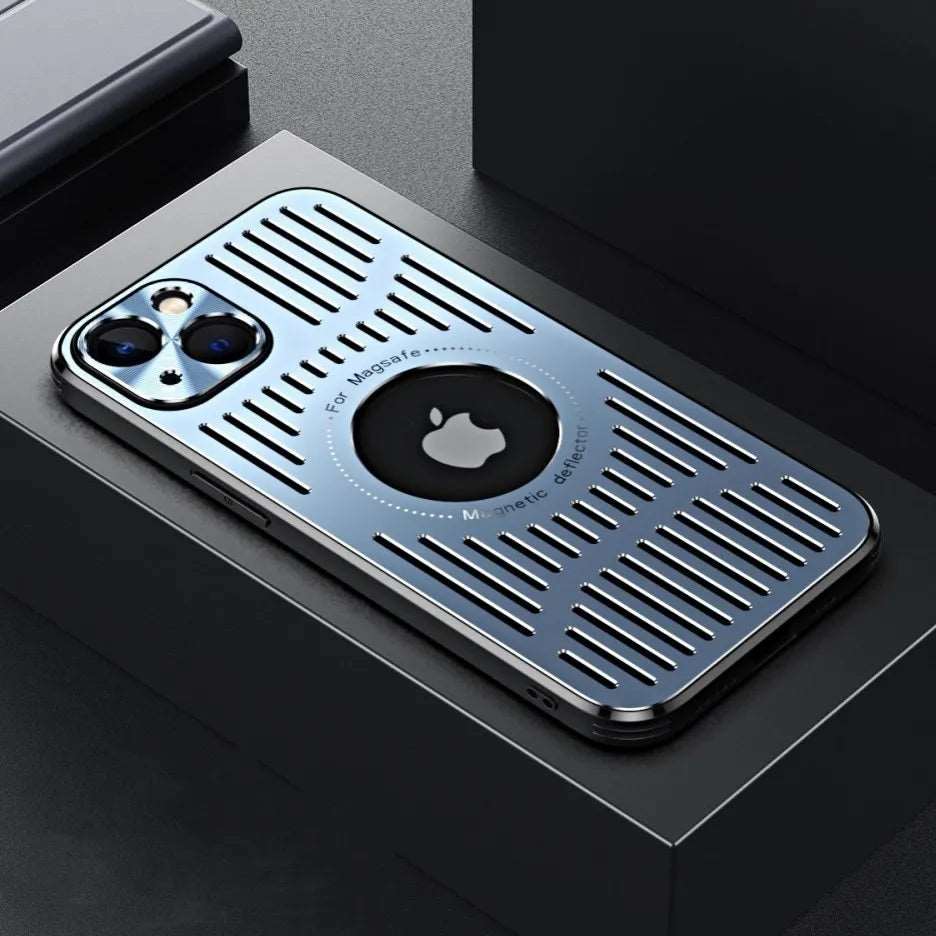 MagSafe Phone Case for iPhone 12 to 15 Pro Max with an Open Grid Back | Aluminum Alloy Plate, Frosted Non Slip Finish | Three Colors