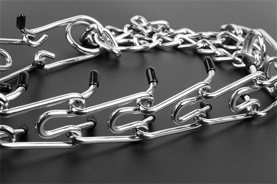 Adjustable Prong Dog Collar with Rubber Tipped Metal Links | Anti Pull Training Aid for Lead Walks | Four Sizes from S to XL