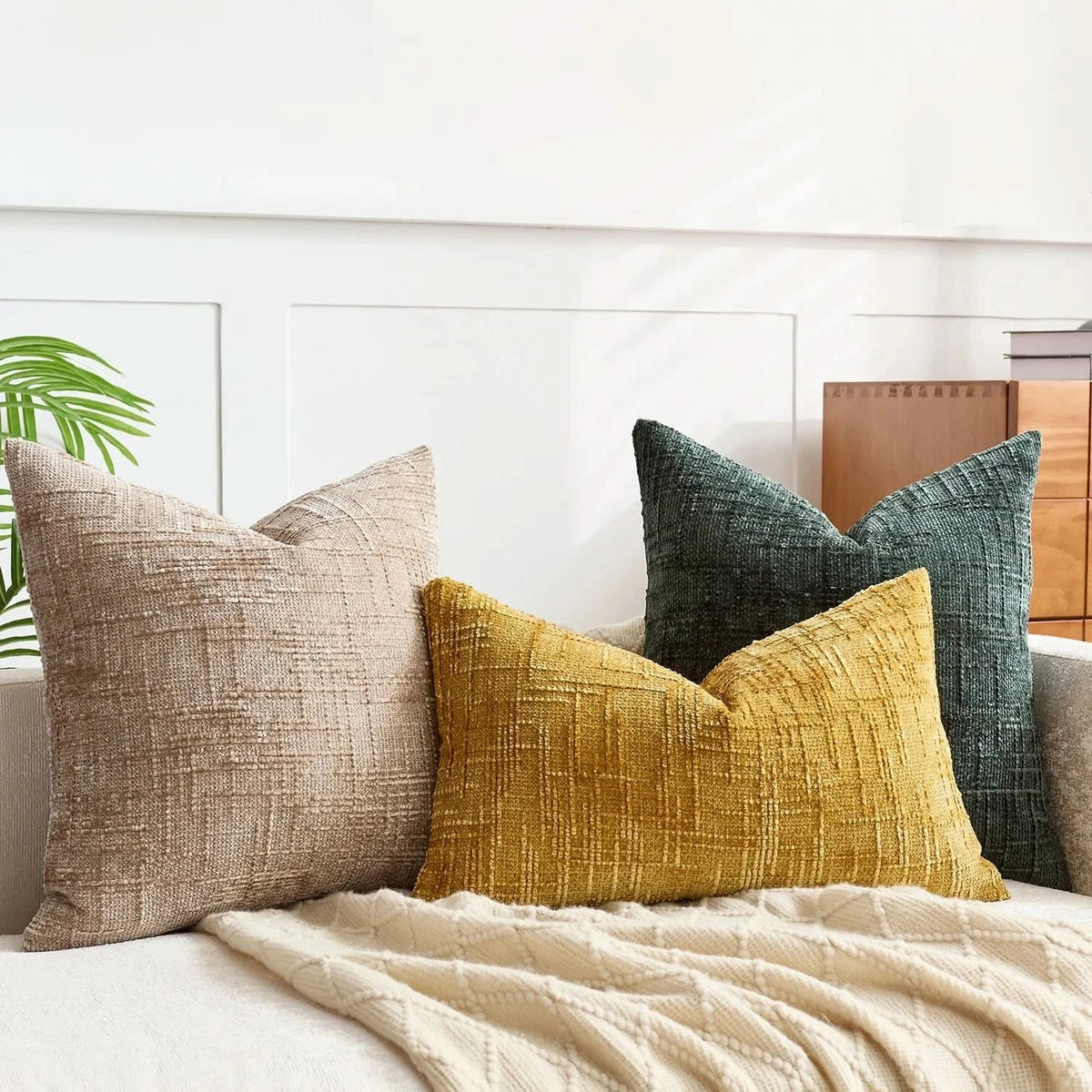 Chenille Pillow Cover in Solid Color | Soft Textured Cushion Cover | Refreshes Living Rooms and Bedrooms