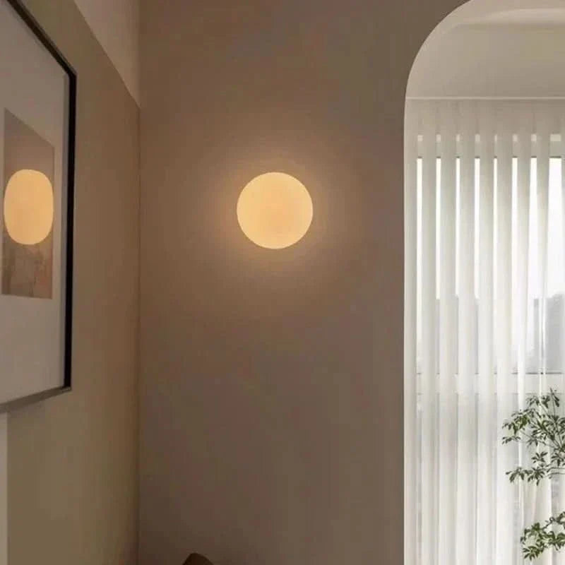 Modern White Milk Glass Circular Wall Light | Soft Diffused Illumination | Clean Design for Living Rooms and Bedrooms