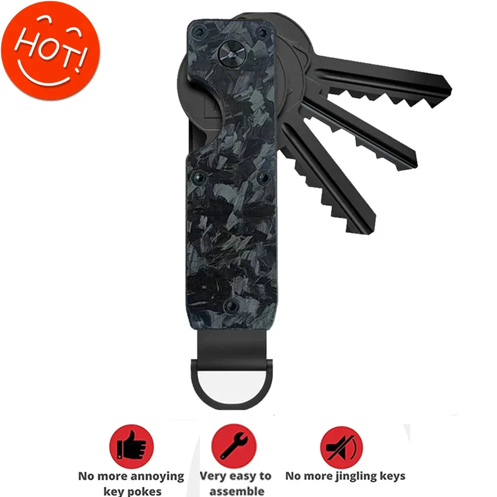 Aluminum Key Organizer for 2 to 6 Keys | Screws Together, Pairs with a Ring or Clip | Carbon Patterns and Plain Finishes