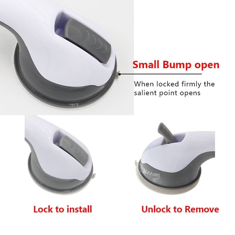 Suction Cup Grab Bars for Shower and Bath, 11.8 Inches Long | Lock Onto Glass or Glazed Tile Without Drilling