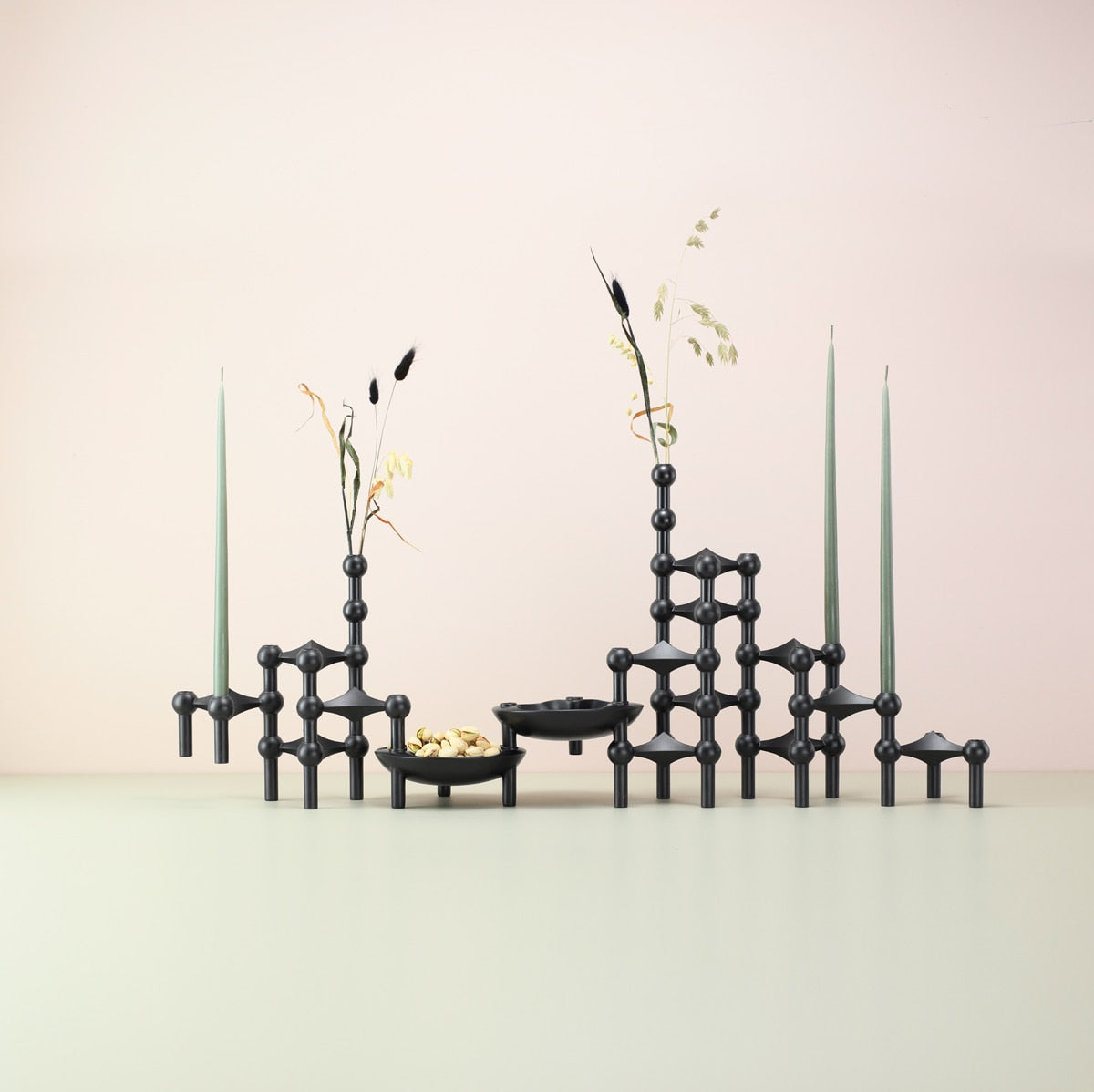 Stainless Steel Candle Holder in a Molecular Shape | Stacks Into a Centerpiece for Table Decor | One Piece or a Set of Three