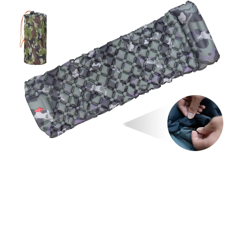 Inflatable Camping Sleeping Pad with Built-In Pillow | Packs Down Small | Comfortable Rest for Camping and Travel
