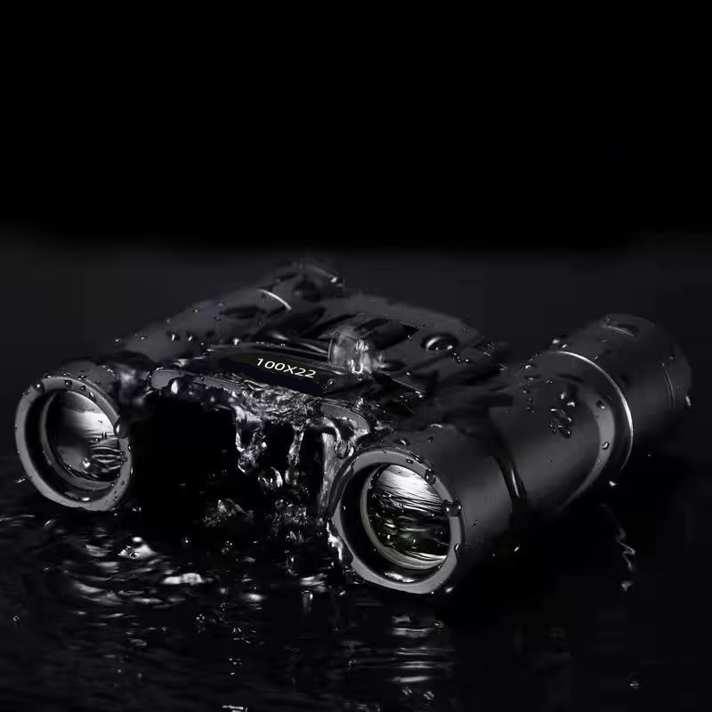 Compact 100x22 HD Binoculars with BAK4 FMC Optics | Foldable Long Range Pocket Pair for Hunting or Camping