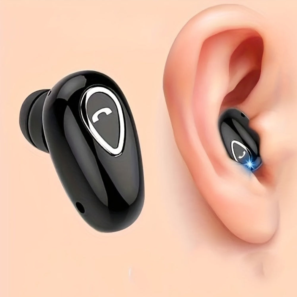 Single Ear Bluetooth Earbuds, Mini and Invisible | Wireless Headset with Condenser Mic | USB Rechargeable 50 mAh
