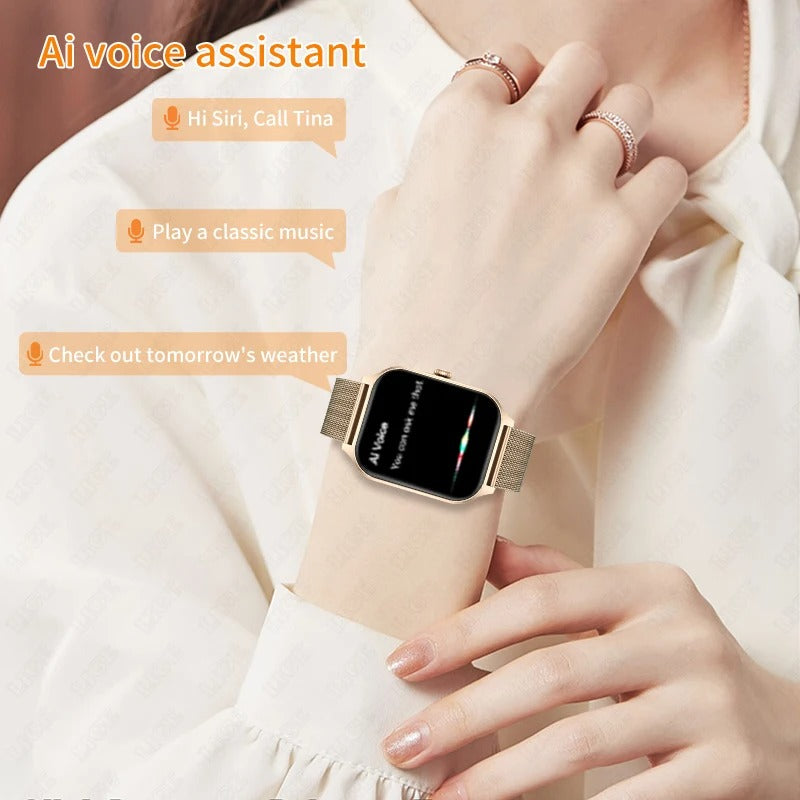 Smart Watch with Fitness Tracker and Touchscreen | Calls and Messages on the Wrist, Mesh Strap | 4 Colors